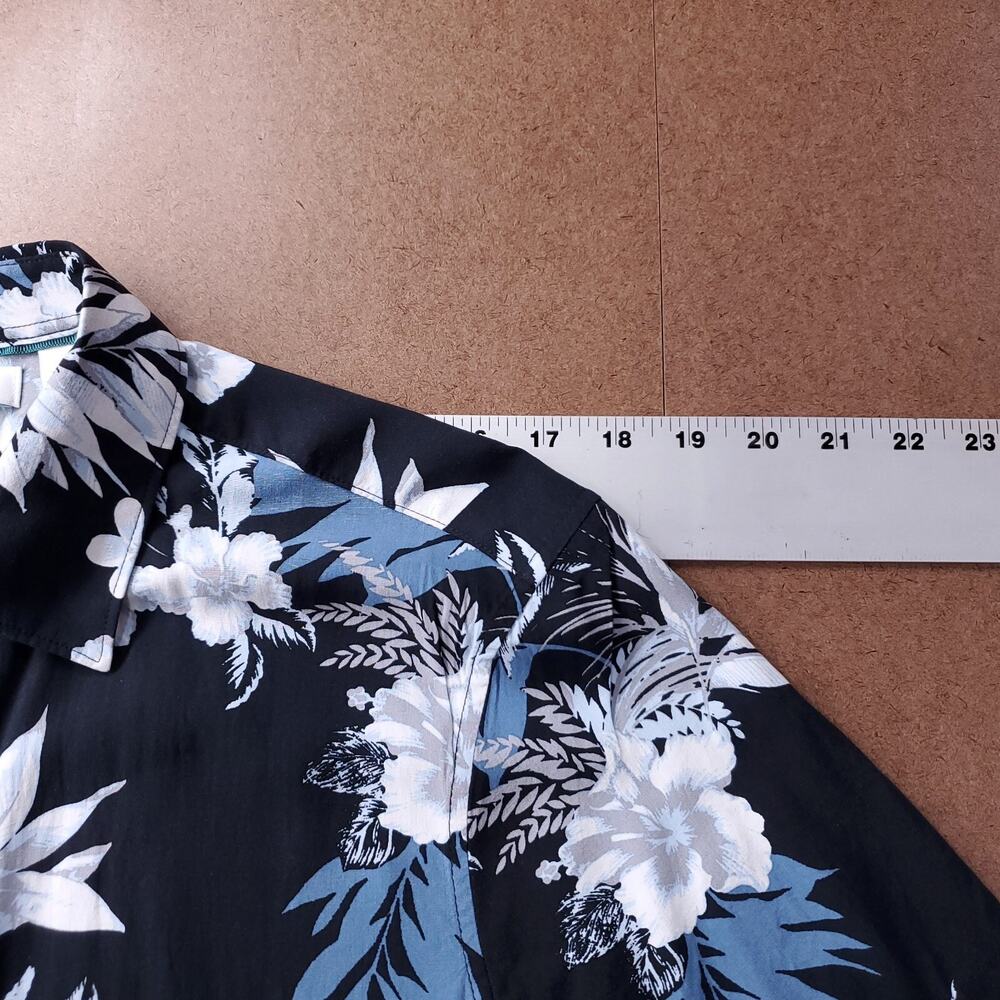 Cubavera Hawaiian Shirt Mens M Black Floral Short Sleeve Button Up Resortwear - Picture 4 of 10